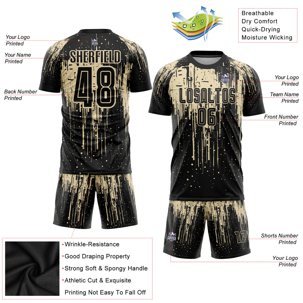 Custom City Cream Black Sublimation Soccer Uniform Jersey