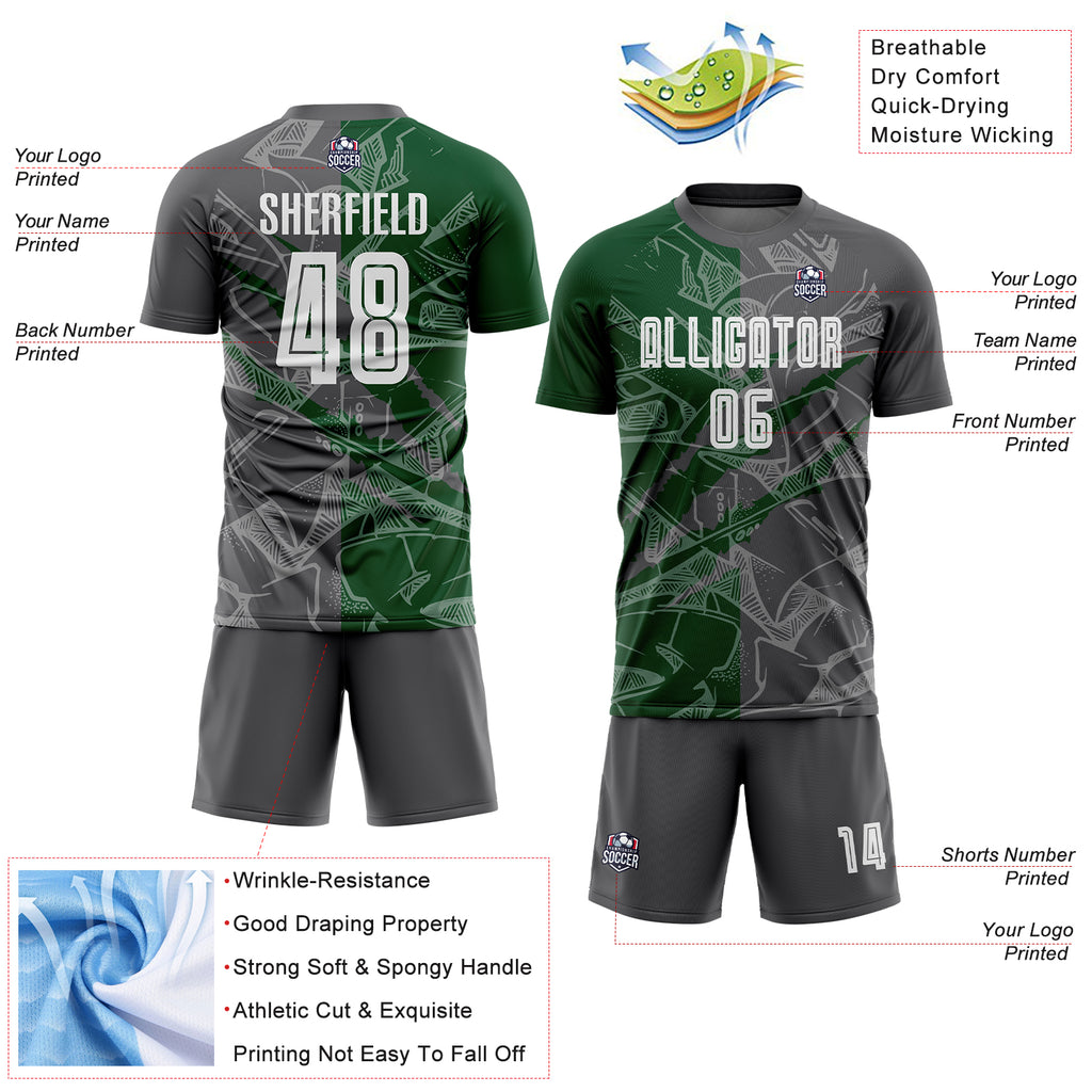 Custom Graffiti Pattern Steel Gray-Green Scratch Sublimation Soccer Uniform Jersey