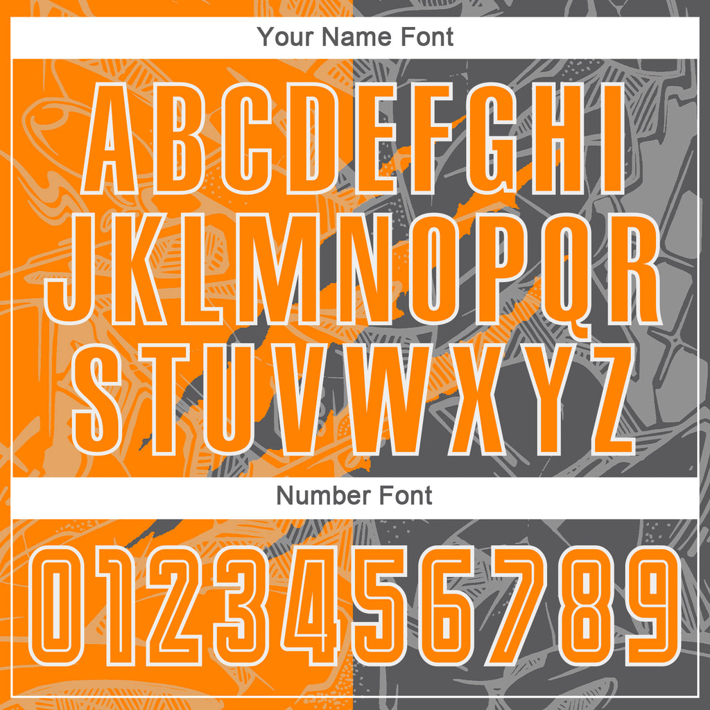 Custom Graffiti Pattern Bay Orange-Steel Gray Scratch Sublimation Soccer Uniform Jersey