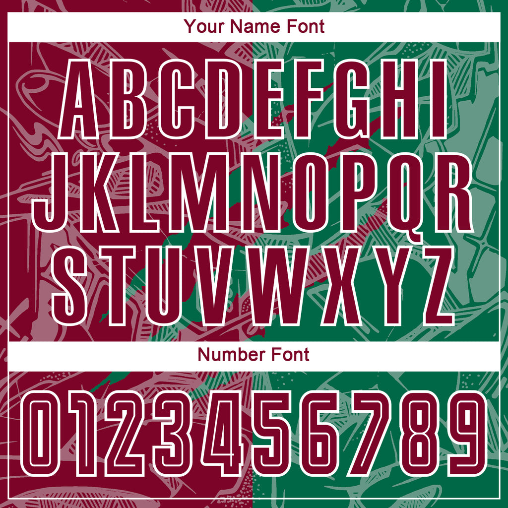 Custom Graffiti Pattern Maroon-Kelly Green Scratch Sublimation Soccer Uniform Jersey