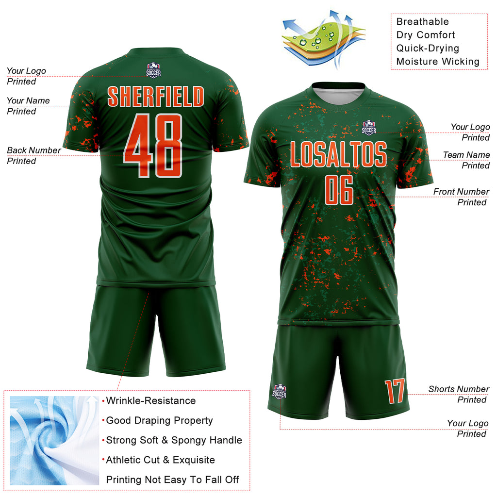 Custom Green Orange-Kelly Green Abstract Fragment Art Sublimation Soccer Uniform Jersey