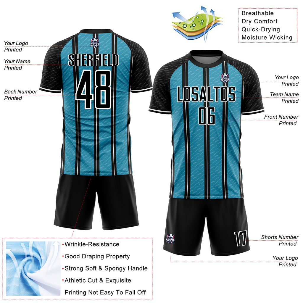 Custom Black Panther Blue-White Line Sublimation Soccer Uniform Jersey