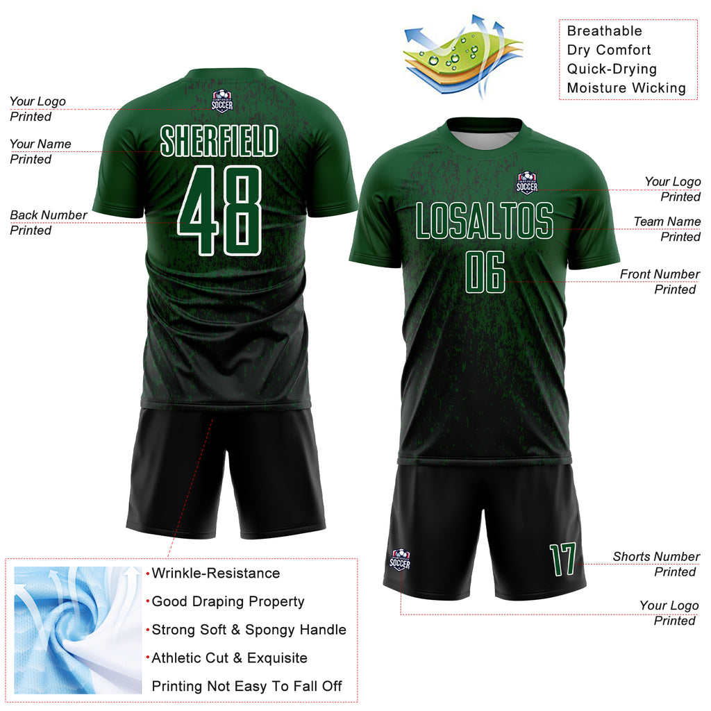 Custom Green Black-White Abstract Fragment Art Sublimation Soccer Uniform Jersey