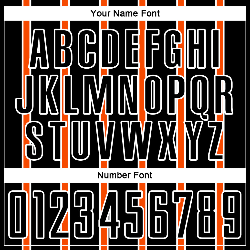 Custom Black Orange-White Stripe Line Sublimation Soccer Uniform Jersey