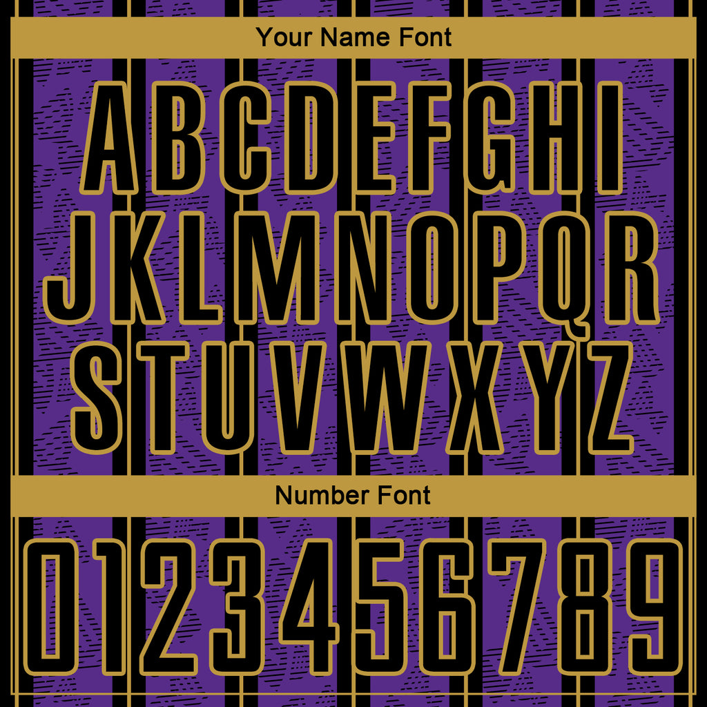 Custom Purple Black-Old Gold Stripe Line Sublimation Soccer Uniform Jersey
