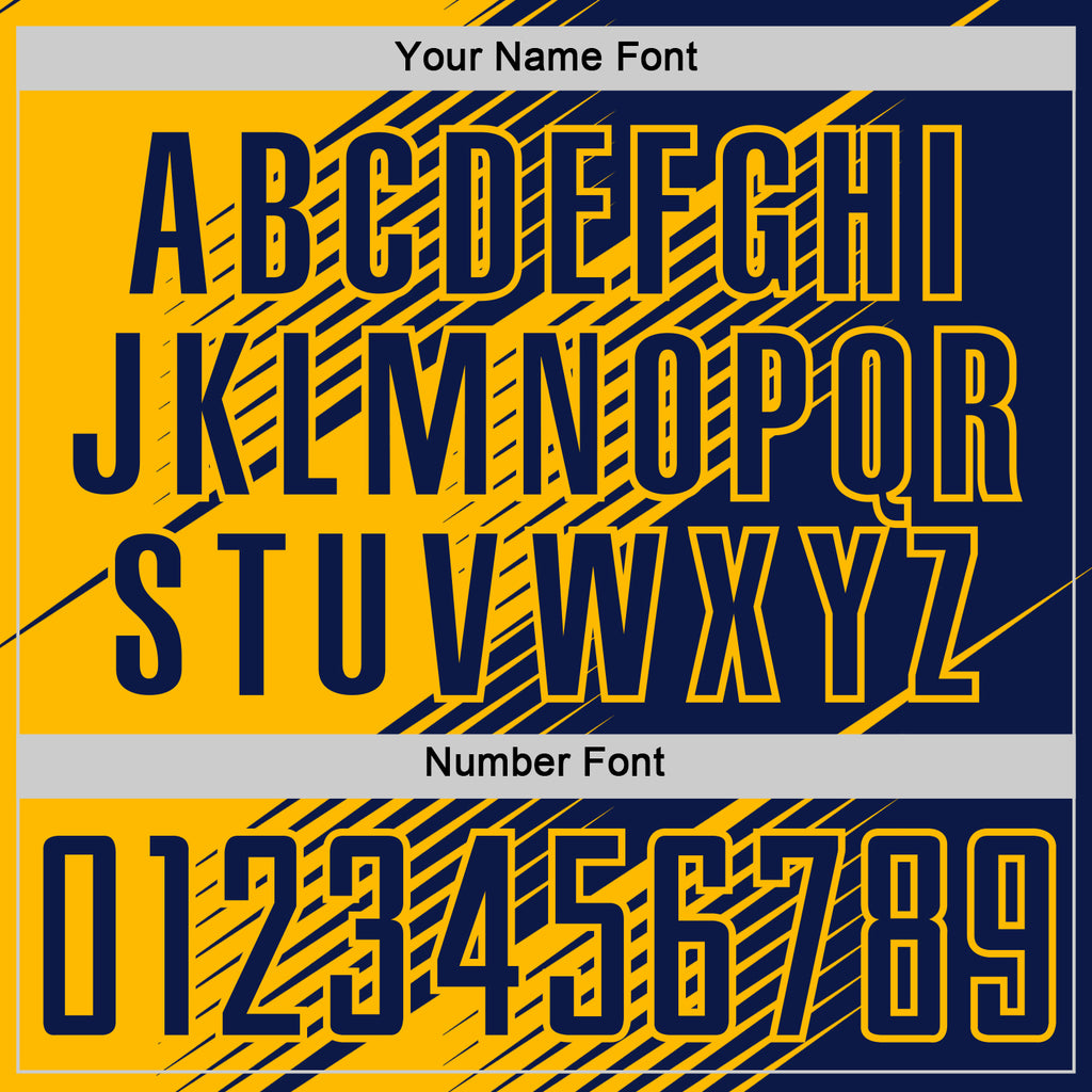 Custom Navy Gold Line Sublimation Soccer Uniform Jersey