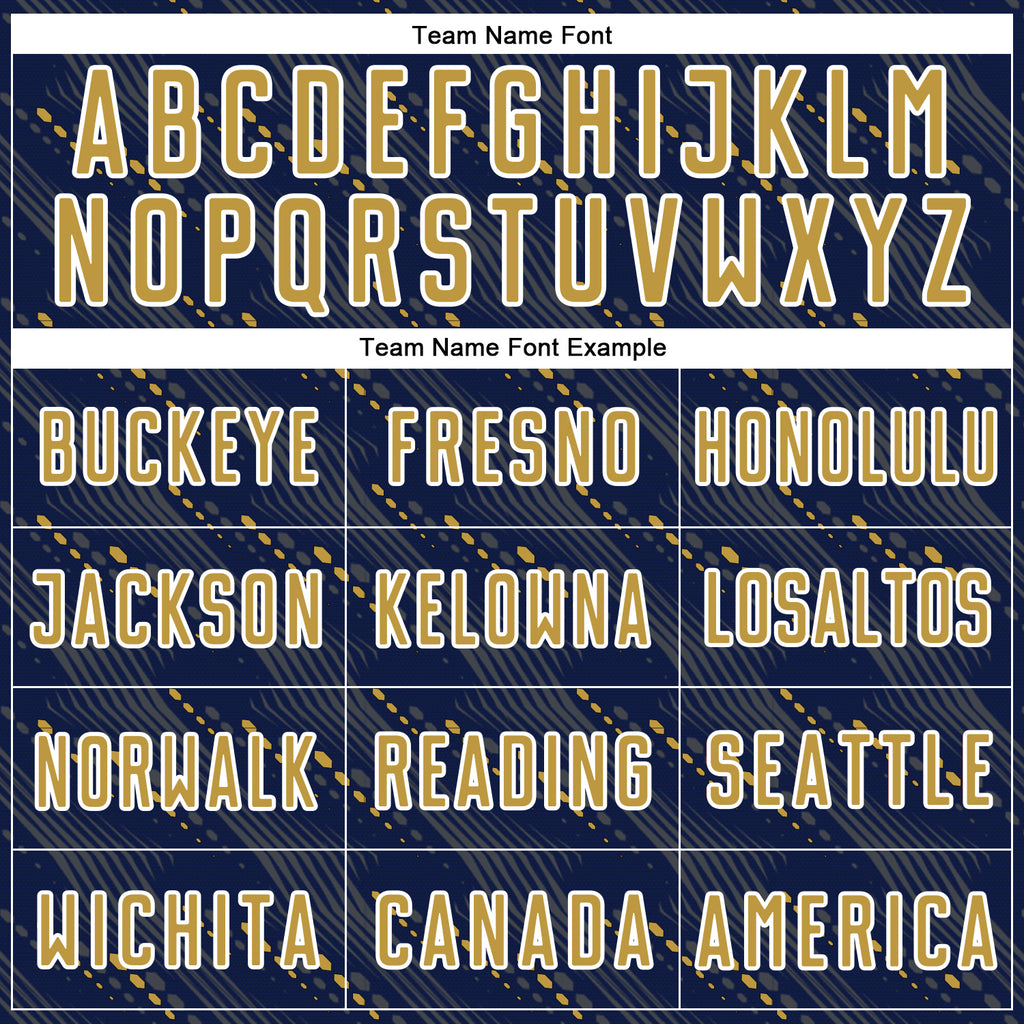 Custom Navy Old Gold-White Slant Lines Sports Sublimation Soccer Uniform Jersey