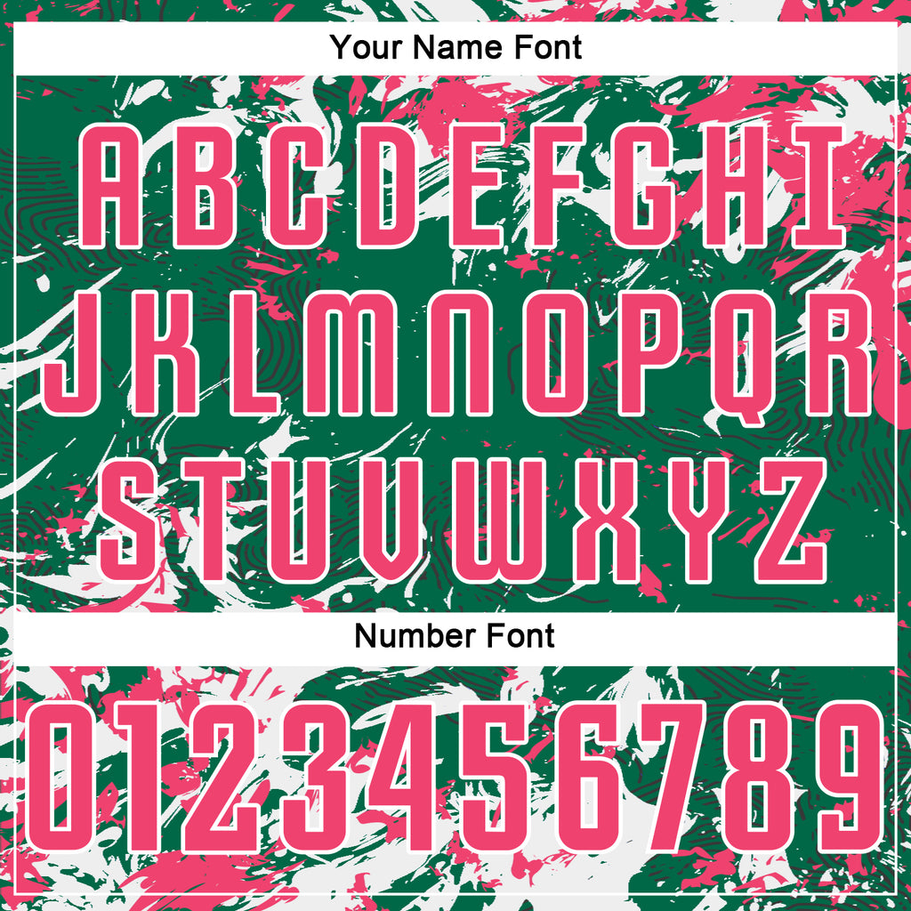 Custom Kelly Green Neon Pink-White Fluid Art Splash Sublimation Soccer Uniform Jersey