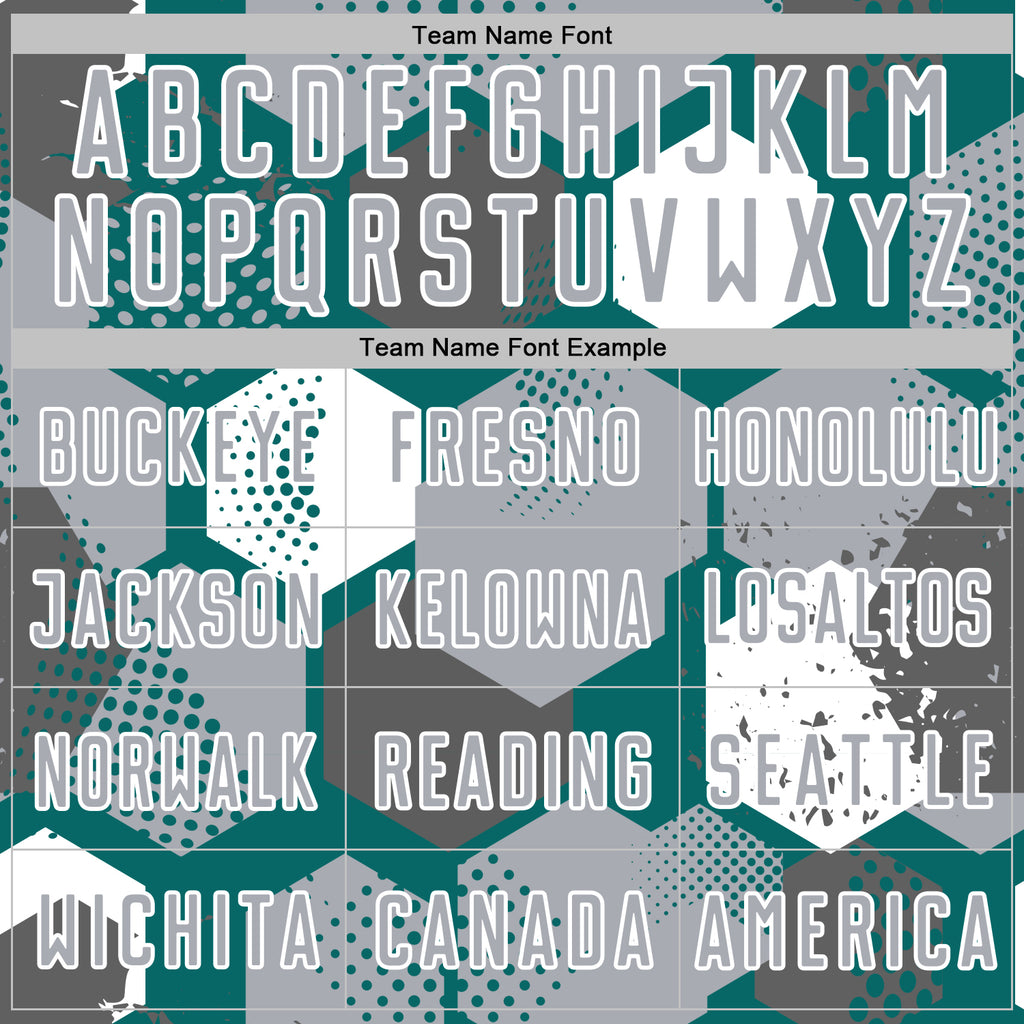 Custom Teal Gray-White Geometric Shape Sublimation Soccer Uniform Jersey