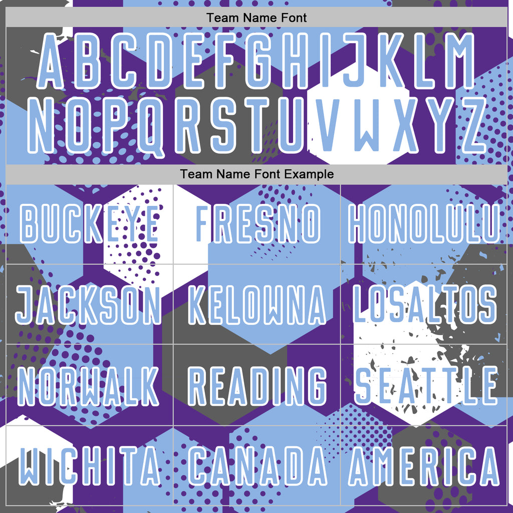 Custom Purple Light Blue-White Geometric Shape Sublimation Soccer Uniform Jersey