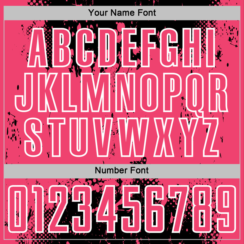 Custom Black Neon Pink-White Abstract Splatter Grunge Art Sports Sublimation Soccer Uniform Jersey