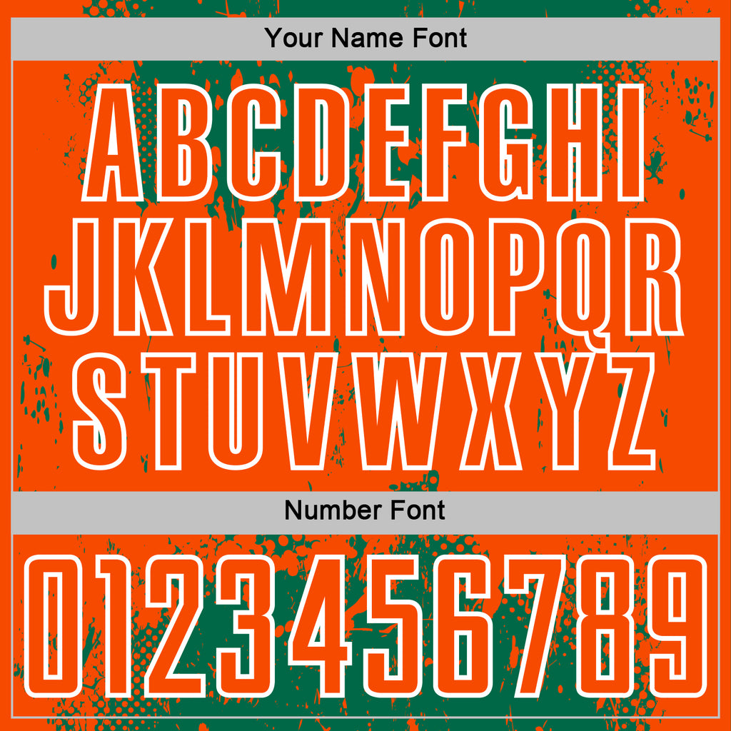 Custom Kelly Green Orange-White Abstract Splatter Grunge Art Sports Sublimation Soccer Uniform Jersey