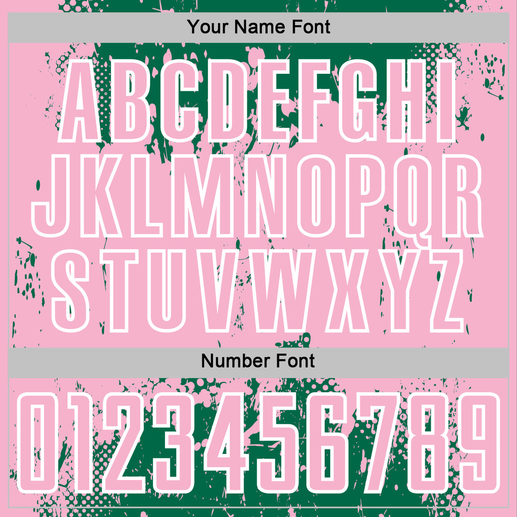 Custom Kelly Green Light Pink-White Abstract Splatter Grunge Art Sports Sublimation Soccer Uniform Jersey
