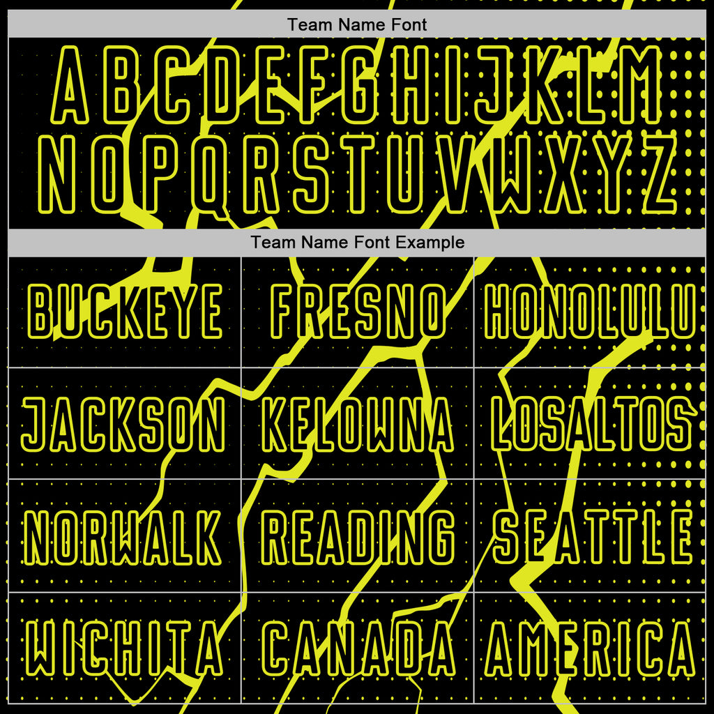 Custom Black Neon Yellow Lightning Sports Sublimation Soccer Uniform Jersey