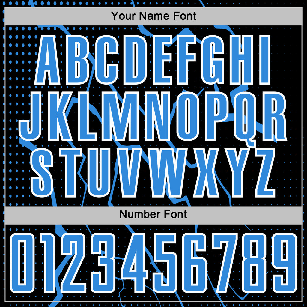 Custom Black Powder Blue-White Lightning Sports Sublimation Soccer Uniform Jersey