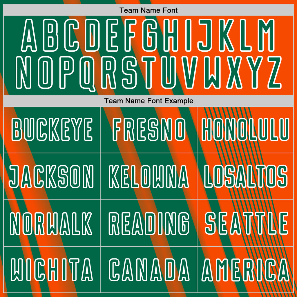 Custom Orange Kelly Green-White Lines Sports Sublimation Soccer Uniform Jersey