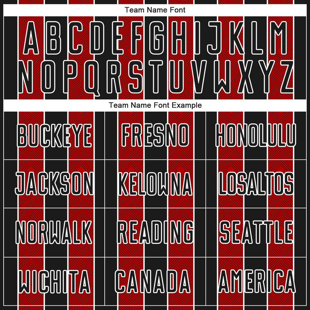 Custom Black Red-White Pinstripe Line Sports Sublimation Soccer Uniform Jersey