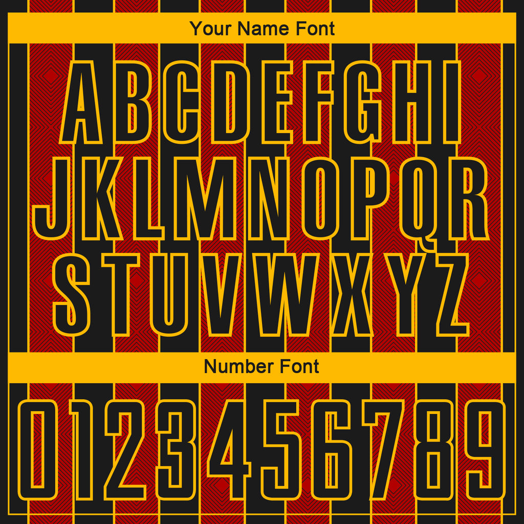 Custom Black Red-Gold Pinstripe Line Sports Sublimation Soccer Uniform Jersey