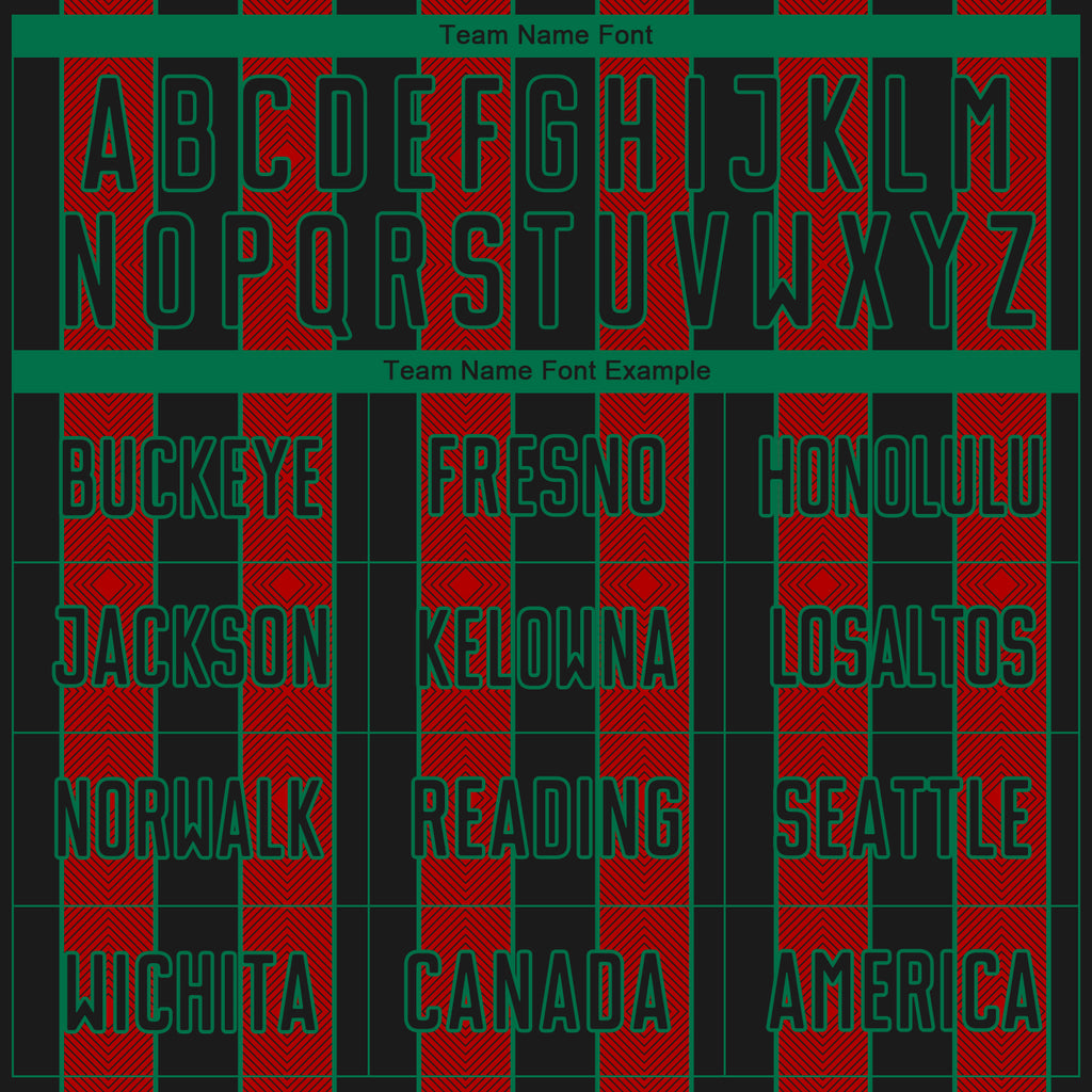 Custom Black Red-Kelly Green Pinstripe Line Sports Sublimation Soccer Uniform Jersey