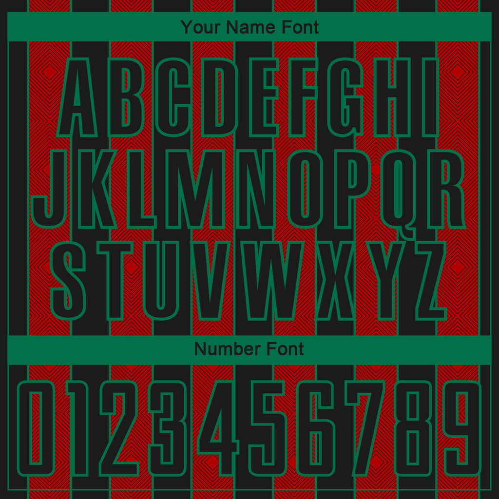 Custom Black Red-Kelly Green Pinstripe Line Sports Sublimation Soccer Uniform Jersey