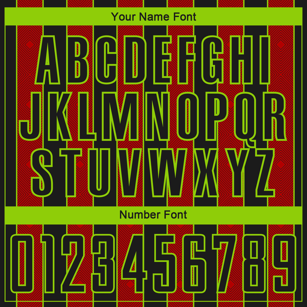 Custom Black Red-Neon Green Pinstripe Line Sports Sublimation Soccer Uniform Jersey