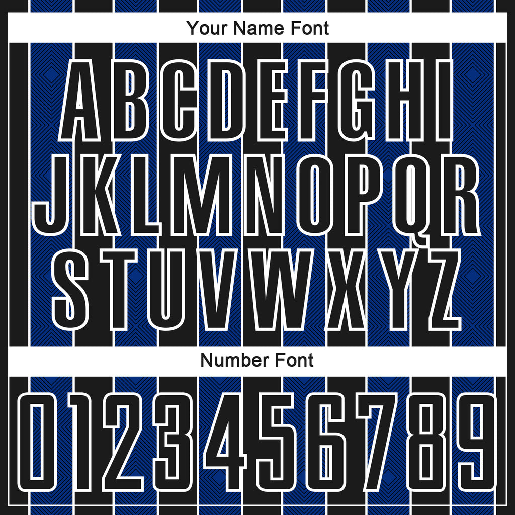 Custom Black Royal-White Pinstripe Line Sports Sublimation Soccer Uniform Jersey