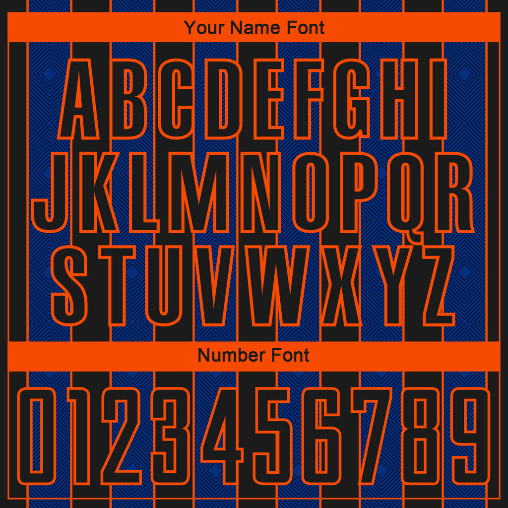 Custom Black Royal-Orange Pinstripe Line Sports Sublimation Soccer Uniform Jersey