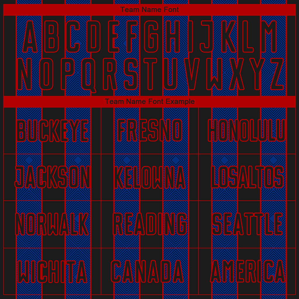 Custom Black Royal-Red Pinstripe Line Sports Sublimation Soccer Uniform Jersey