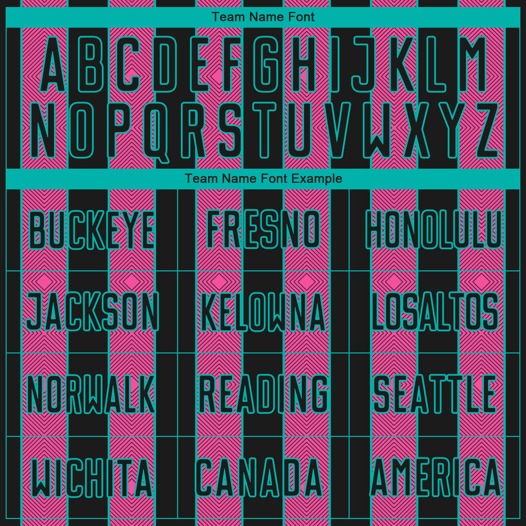 Custom Black Pink-Aqua Pinstripe Line Sports Sublimation Soccer Uniform Jersey