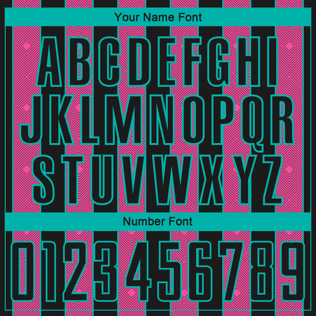 Custom Black Pink-Aqua Pinstripe Line Sports Sublimation Soccer Uniform Jersey