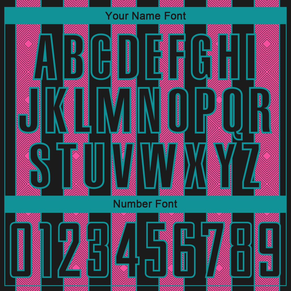 Custom Black Pink-Teal Pinstripe Line Sports Sublimation Soccer Uniform Jersey