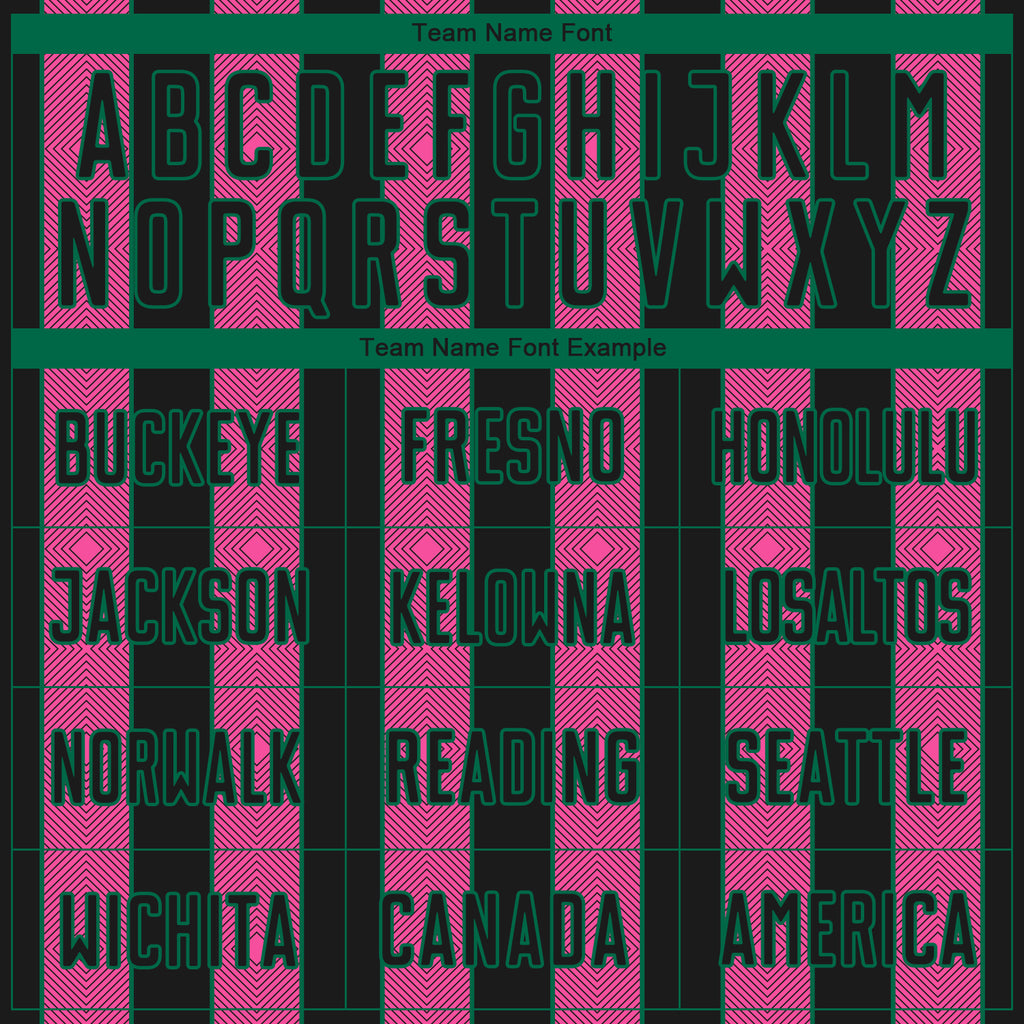 Custom Black Pink-Kelly Green Pinstripe Line Sports Sublimation Soccer Uniform Jersey