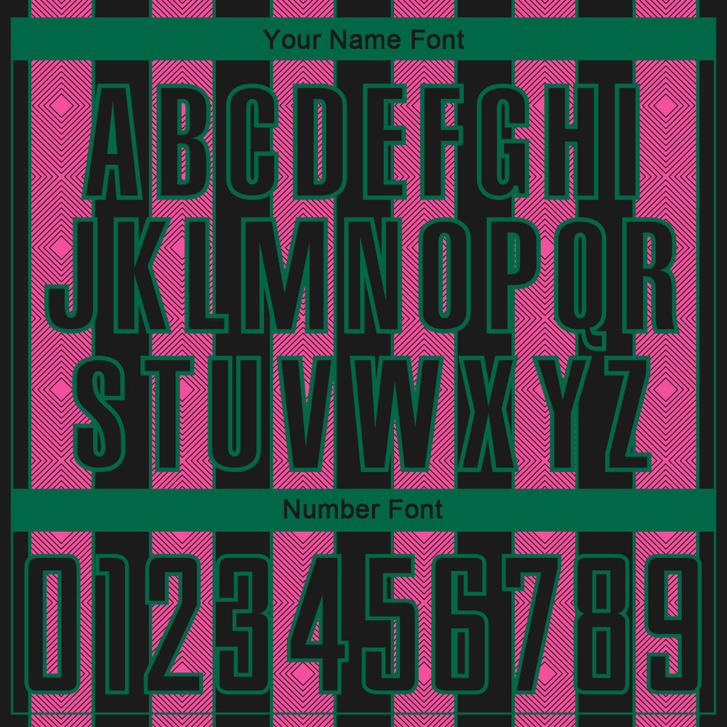 Custom Black Pink-Kelly Green Pinstripe Line Sports Sublimation Soccer Uniform Jersey