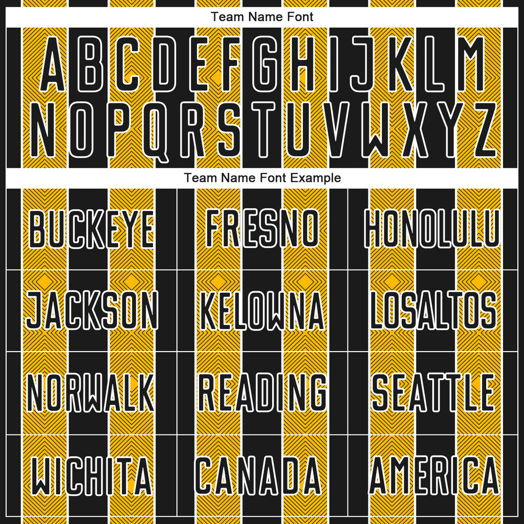 Custom Black Gold-White Pinstripe Line Sports Sublimation Soccer Uniform Jersey