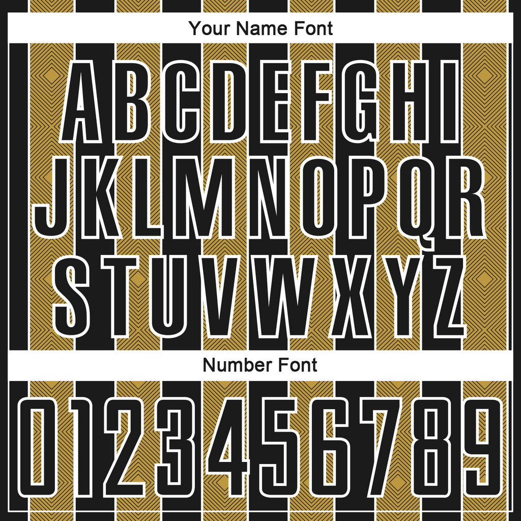 Custom Black Old Gold-White Pinstripe Line Sports Sublimation Soccer Uniform Jersey