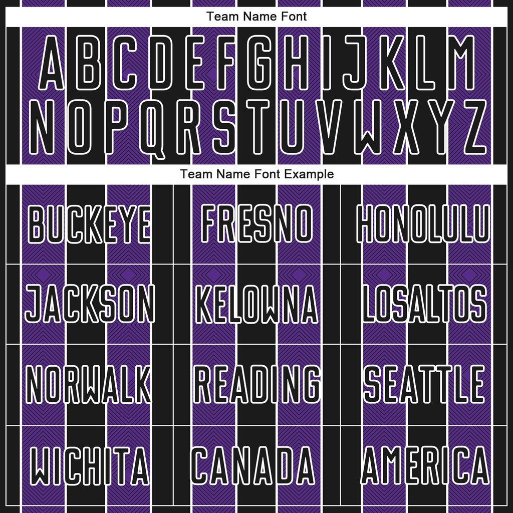 Custom Black Purple-White Pinstripe Line Sports Sublimation Soccer Uniform Jersey