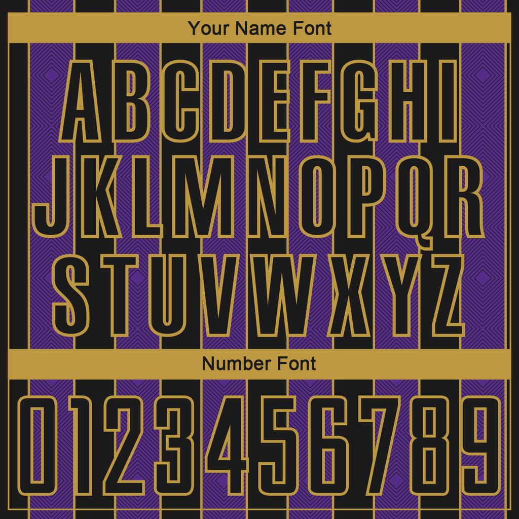 Custom Black Purple-Old Gold Pinstripe Line Sports Sublimation Soccer Uniform Jersey