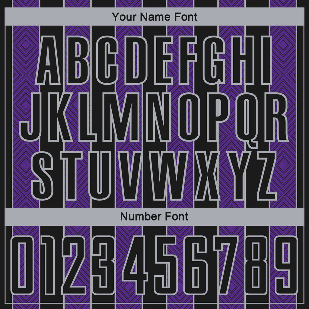 Custom Black Purple-Gray Pinstripe Line Sports Sublimation Soccer Uniform Jersey