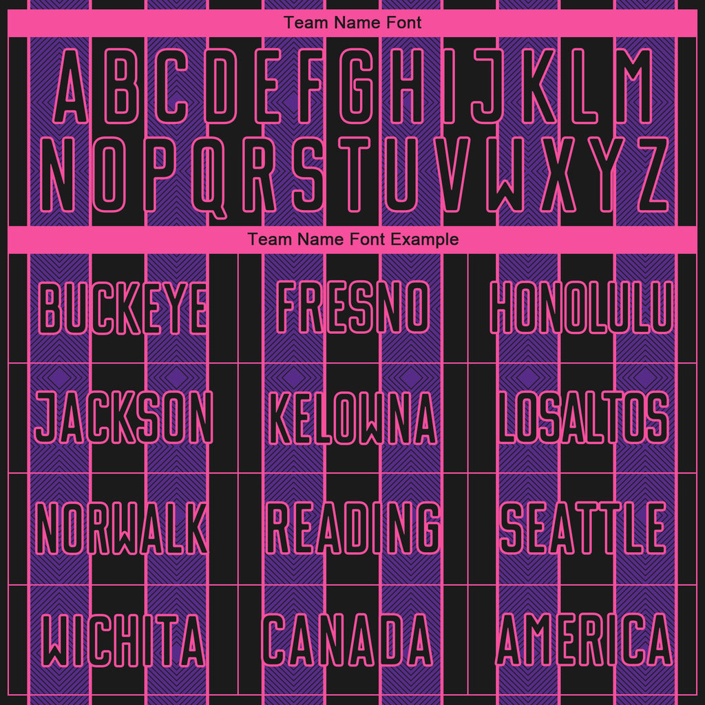 Custom Black Purple-Pink Pinstripe Line Sports Sublimation Soccer Uniform Jersey