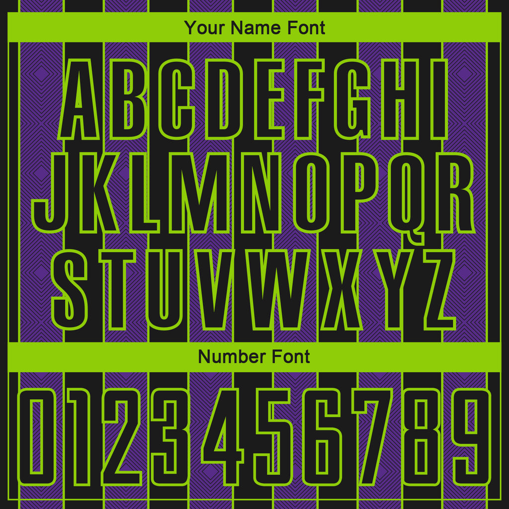 Custom Black Purple-Neon Green Pinstripe Line Sports Sublimation Soccer Uniform Jersey