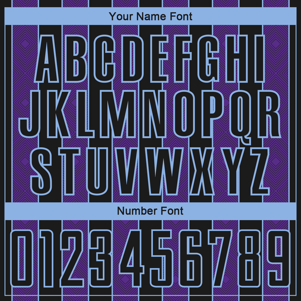 Custom Black Purple-Light Blue Pinstripe Line Sports Sublimation Soccer Uniform Jersey