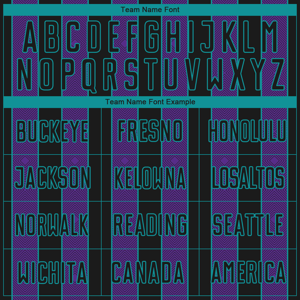 Custom Black Purple-Teal Pinstripe Line Sports Sublimation Soccer Uniform Jersey