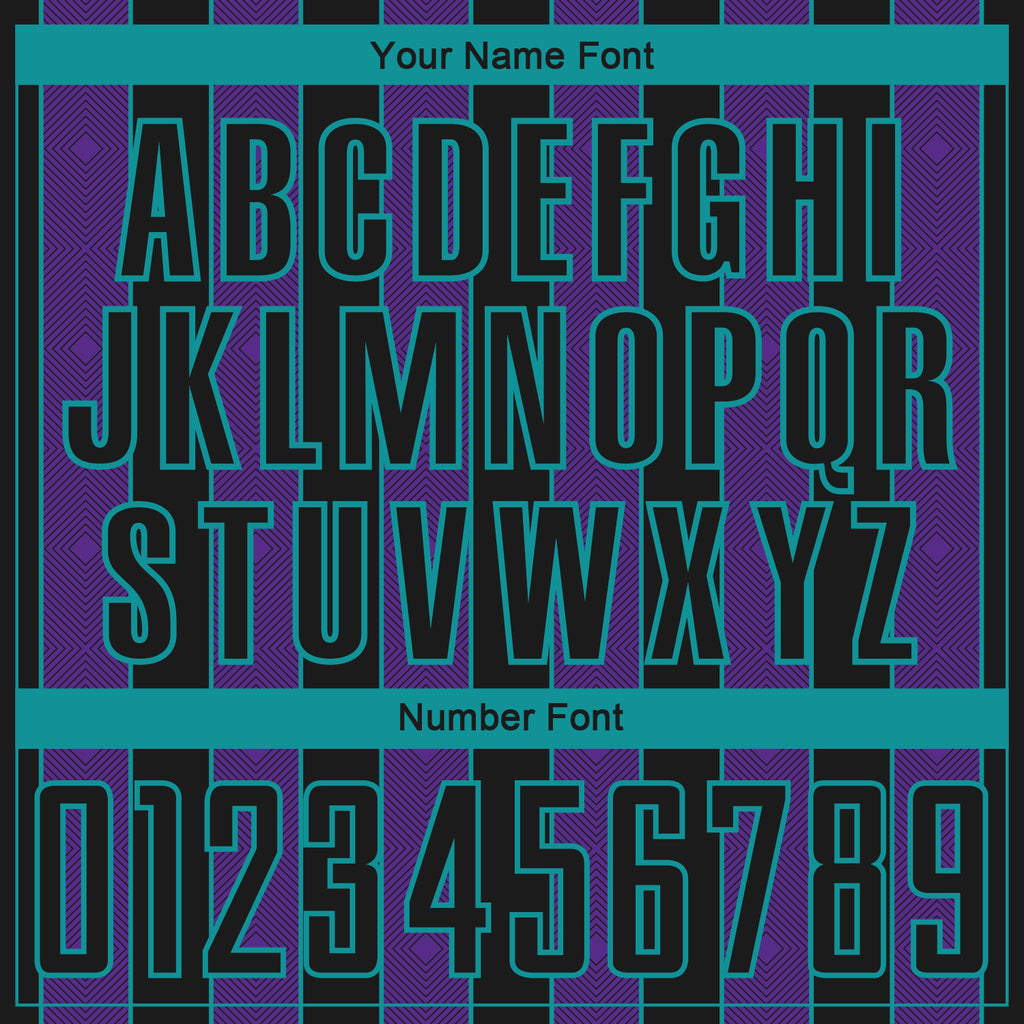 Custom Black Purple-Teal Pinstripe Line Sports Sublimation Soccer Uniform Jersey