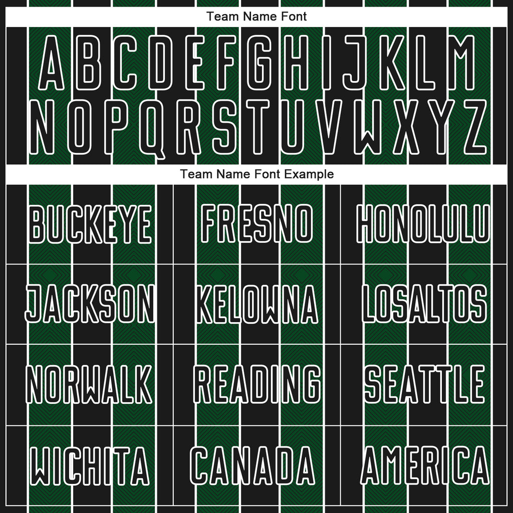 Custom Black Green-White Pinstripe Line Sports Sublimation Soccer Uniform Jersey