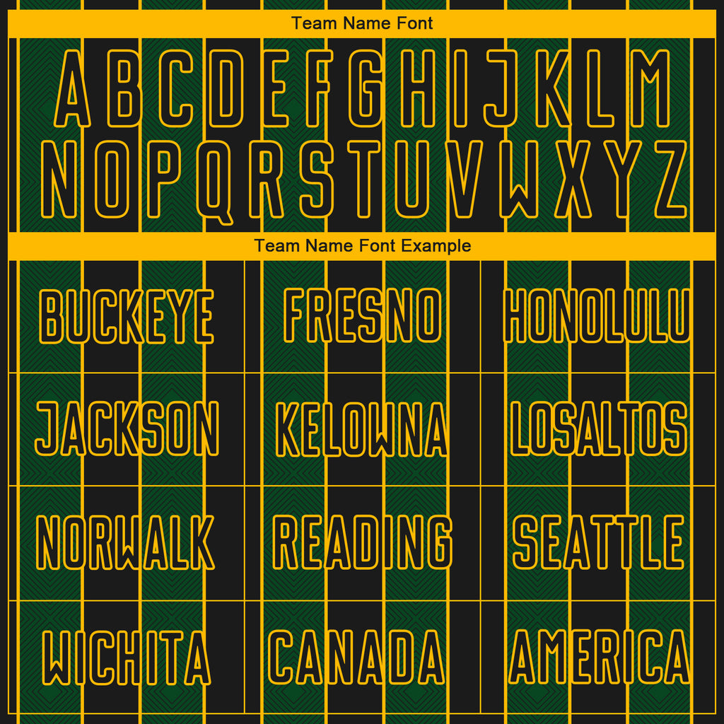 Custom Black Green-Gold Pinstripe Line Sports Sublimation Soccer Uniform Jersey