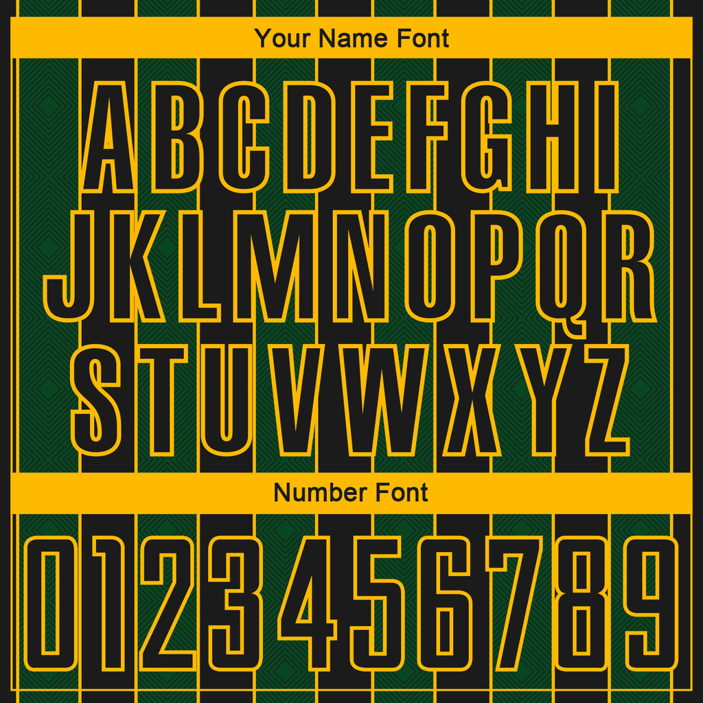 Custom Black Green-Gold Pinstripe Line Sports Sublimation Soccer Uniform Jersey