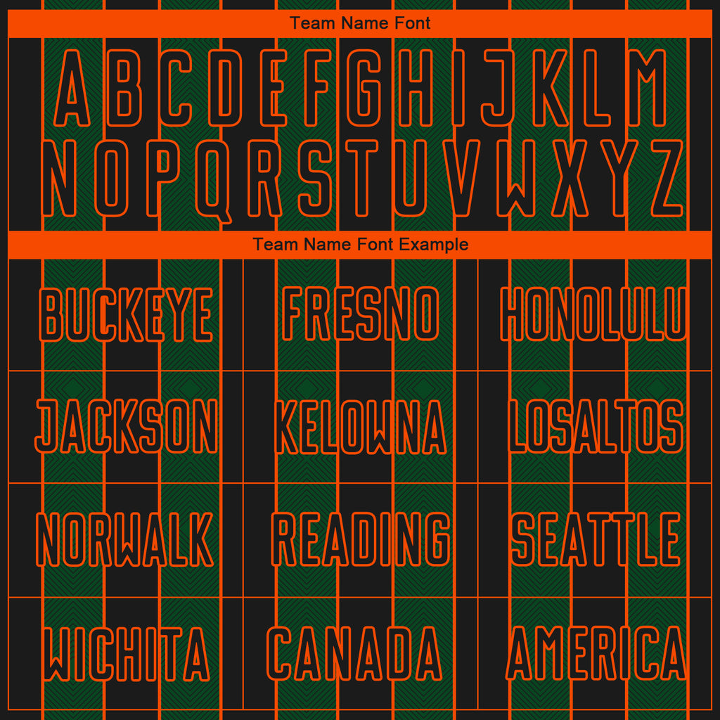 Custom Black Green-Orange Pinstripe Line Sports Sublimation Soccer Uniform Jersey