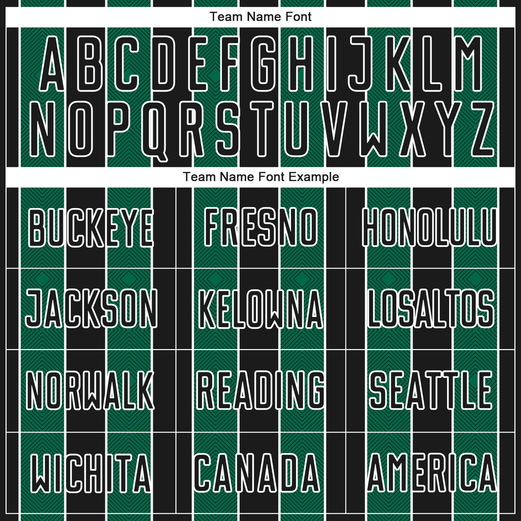 Custom Black Kelly Green-White Pinstripe Line Sports Sublimation Soccer Uniform Jersey