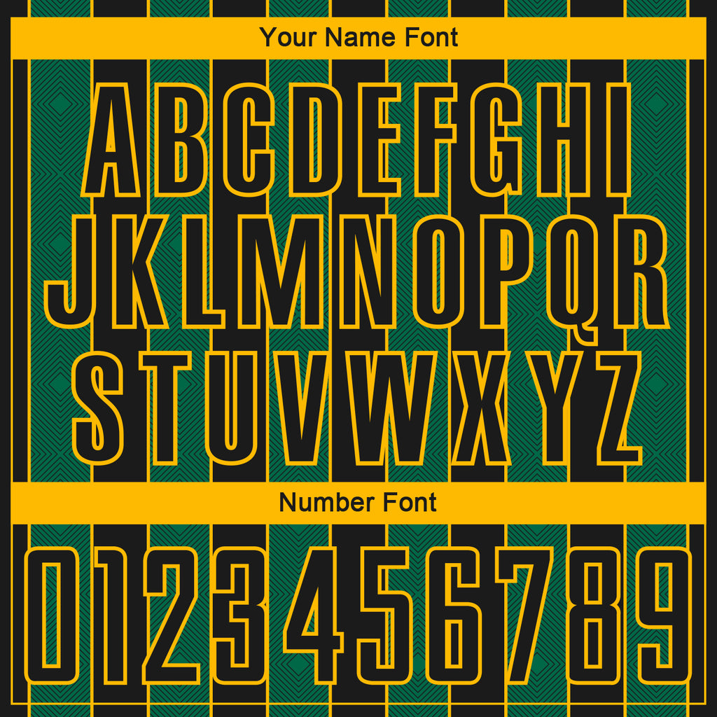 Custom Black Kelly Green-Gold Pinstripe Line Sports Sublimation Soccer Uniform Jersey