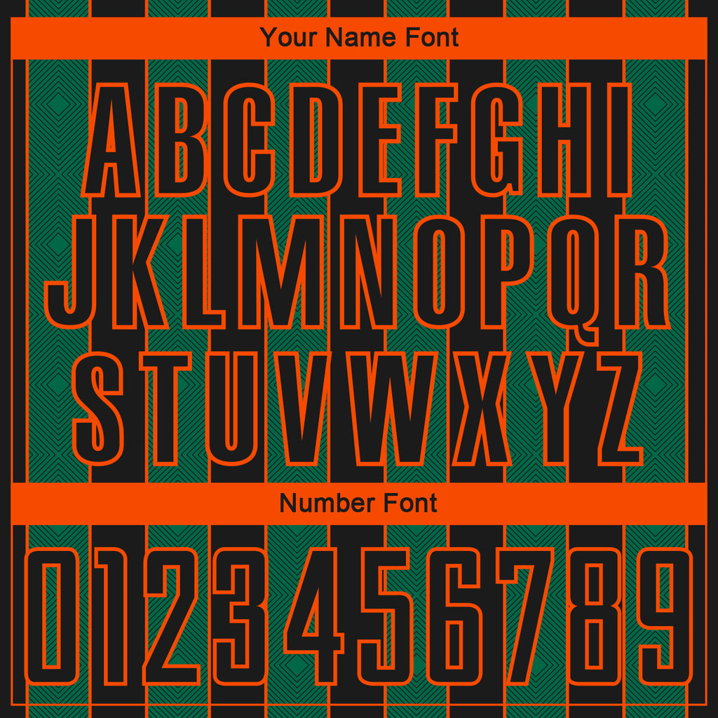 Custom Black Kelly Green-Orange Pinstripe Line Sports Sublimation Soccer Uniform Jersey